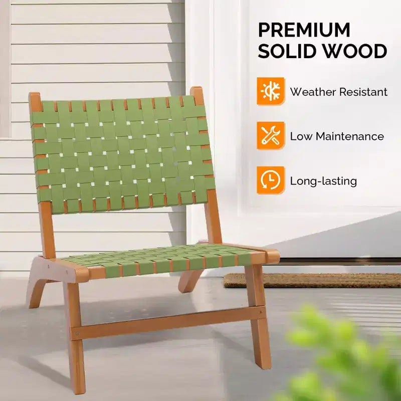 Karl Home | Fauteuil d'appoint de patio en bois massif avec dossier et assise tressés à la main