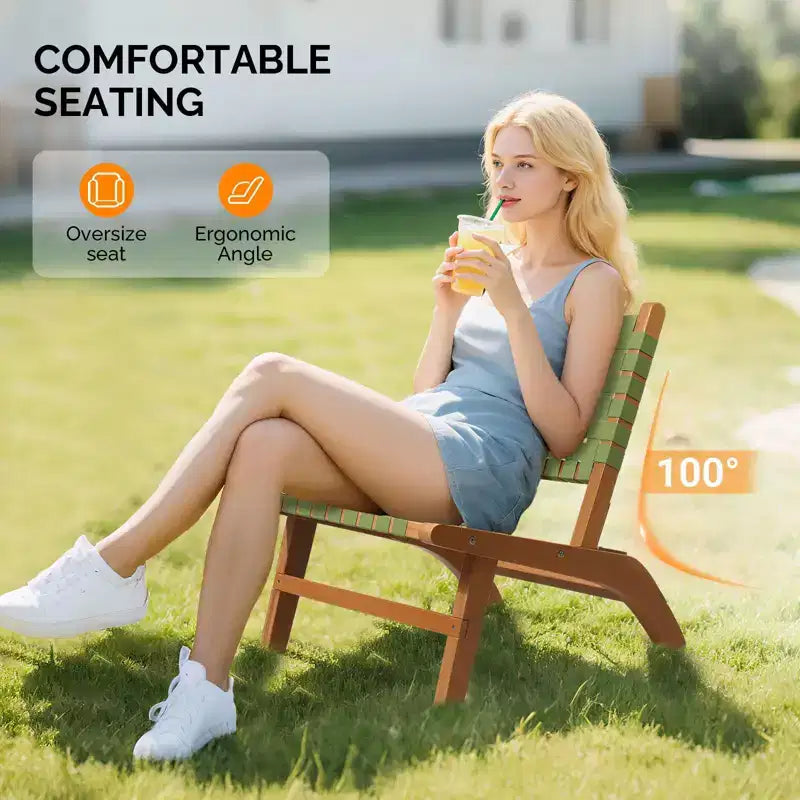 Karl Home | Fauteuil d'appoint de patio en bois massif avec dossier et assise tressés à la main