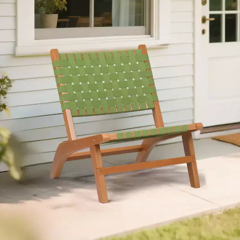 Karl Home | Fauteuil d'appoint de patio en bois massif avec dossier et assise tressés à la main