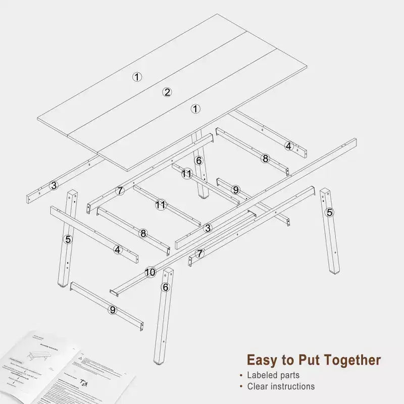 Table à manger pour 6-8 personnes, table de cuisine rectangulaire de 200 cm, tables de cuisine industrielles en bois de style rustique avec cadre métallique robuste, pour bureau et maison