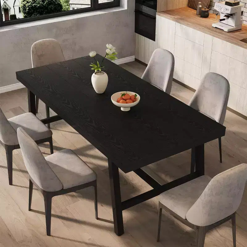 Table à manger pour 6-8 personnes, table de cuisine rectangulaire de 200 cm, tables de cuisine industrielles en bois de style rustique avec cadre métallique robuste, pour bureau et maison