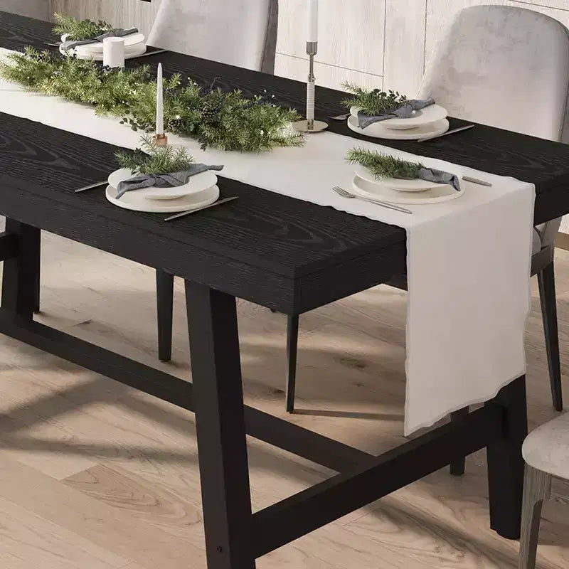 Table à manger pour 6-8 personnes, table de cuisine rectangulaire de 200 cm, tables de cuisine industrielles en bois de style rustique avec cadre métallique robuste, pour bureau et maison