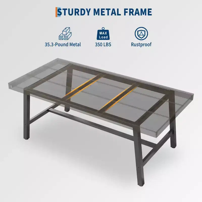 Table à manger pour 6-8 personnes, table de cuisine rectangulaire de 200 cm, tables de cuisine industrielles en bois de style rustique avec cadre métallique robuste, pour bureau et maison