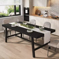 Dining Table for 6-8 People, 78.7 Long Rectangle Kitchen Table, Industrial Farmhouse Wooden Kitchen Tables with Sturdy Metal Frame, for Office Home