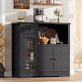 White & Walnut Kitchen Microwave Cabinet - 3-Door Pantry Storage Buffet with Adjustable Shelves for Dining Room, Living Room & Hallway