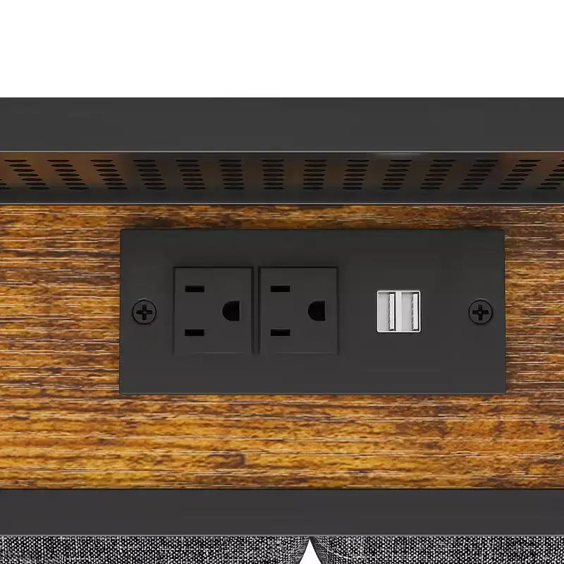 Lit de rangement relevable VECELO double/grand format rembourré, cadre de lit plateforme en métal avec tête de lit éclairée, ports USB et étagères, marron/gris