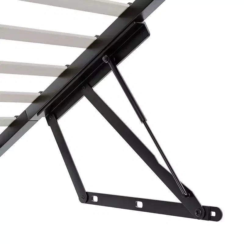 Lit de rangement relevable VECELO double/grand format rembourré, cadre de lit plateforme en métal avec tête de lit éclairée, ports USB et étagères, marron/gris