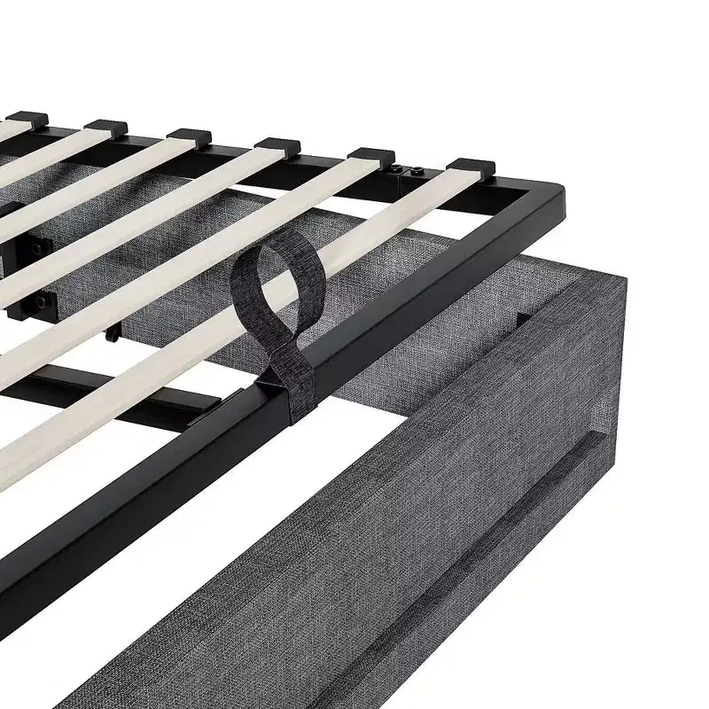 Lit de rangement relevable VECELO double/grand format rembourré, cadre de lit plateforme en métal avec tête de lit éclairée, ports USB et étagères, marron/gris
