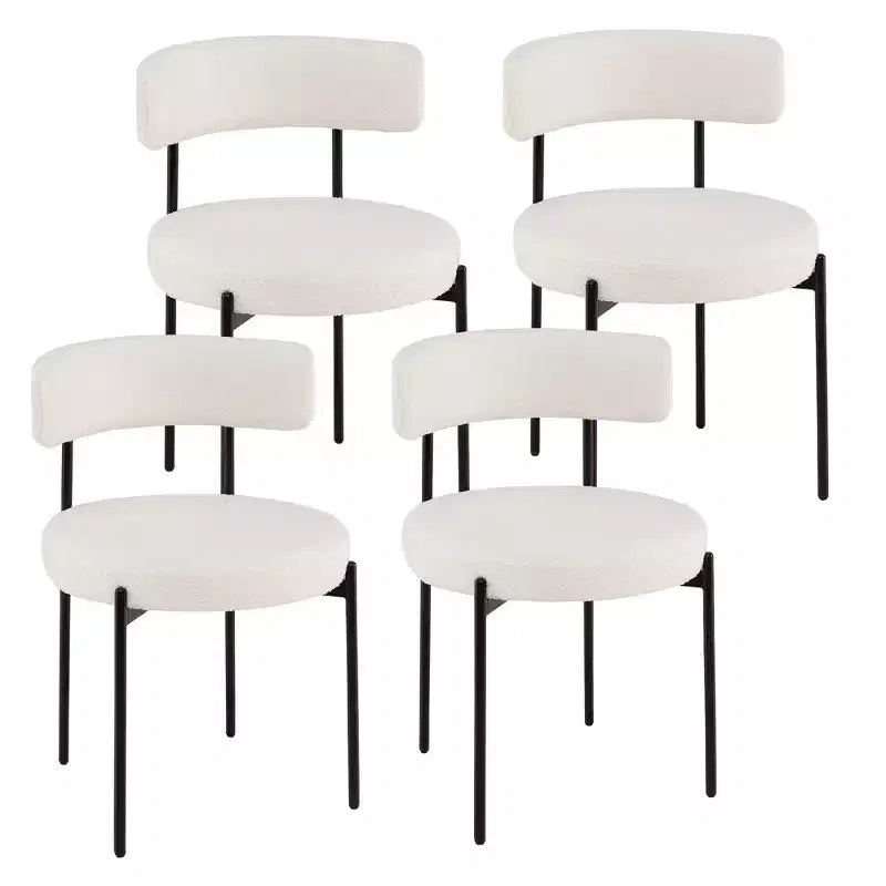 Costway Round Dining Chairs Set of 4 w/ Curved Backrest Filled Sponge Metal Legs