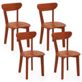 Costway Solid Wood Dining Chair Set of 4 w/ Curved Backrest & Rubber Wood Frame