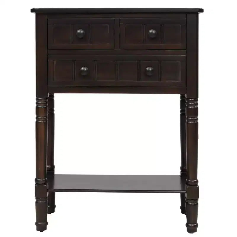 Petite table console de ferme avec rangement, table d'entrée rétro en bois avec tiroirs et étagère inférieure, table d'appoint mince en bois pour entrée