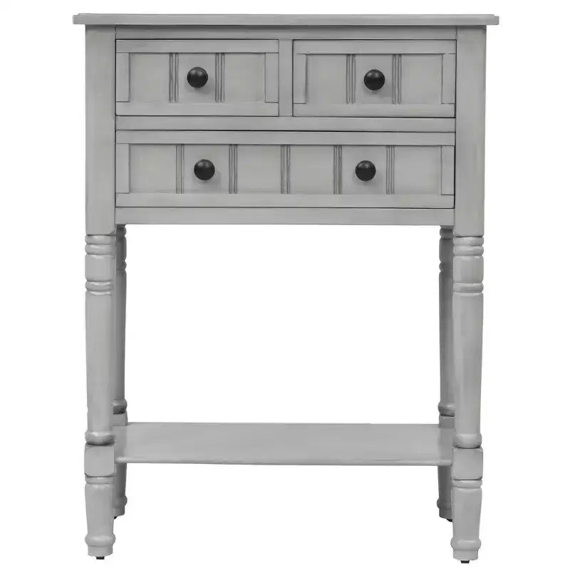 Petite table console de ferme avec rangement, table d'entrée rétro en bois avec tiroirs et étagère inférieure, table d'appoint mince en bois pour entrée