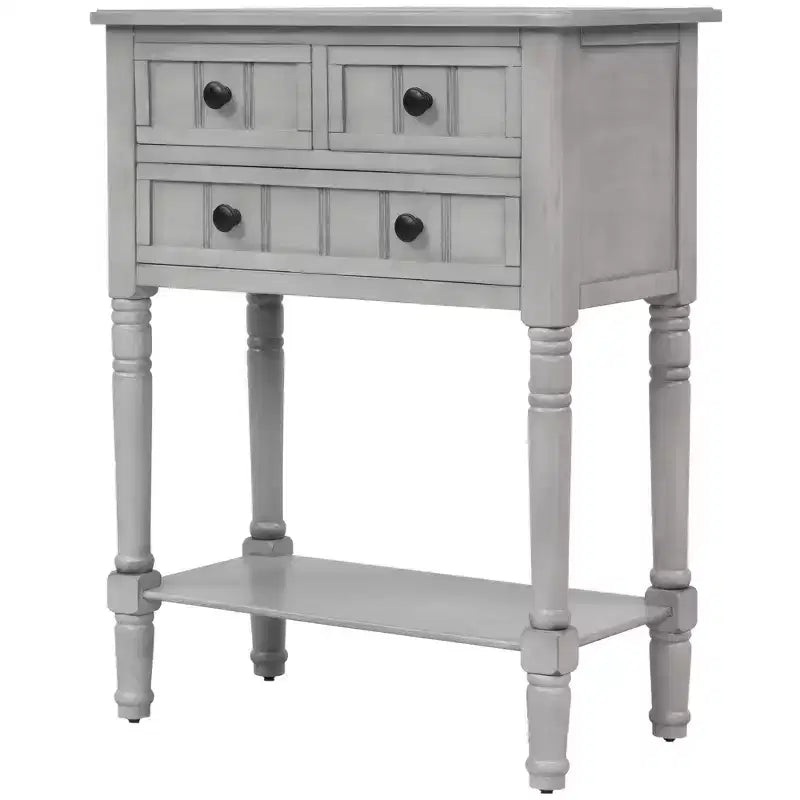 Petite table console de ferme avec rangement, table d'entrée rétro en bois avec tiroirs et étagère inférieure, table d'appoint mince en bois pour entrée