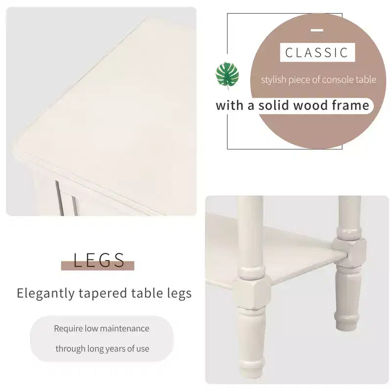 Petite table console de ferme avec rangement, table d'entrée rétro en bois avec tiroirs et étagère inférieure, table d'appoint mince en bois pour entrée