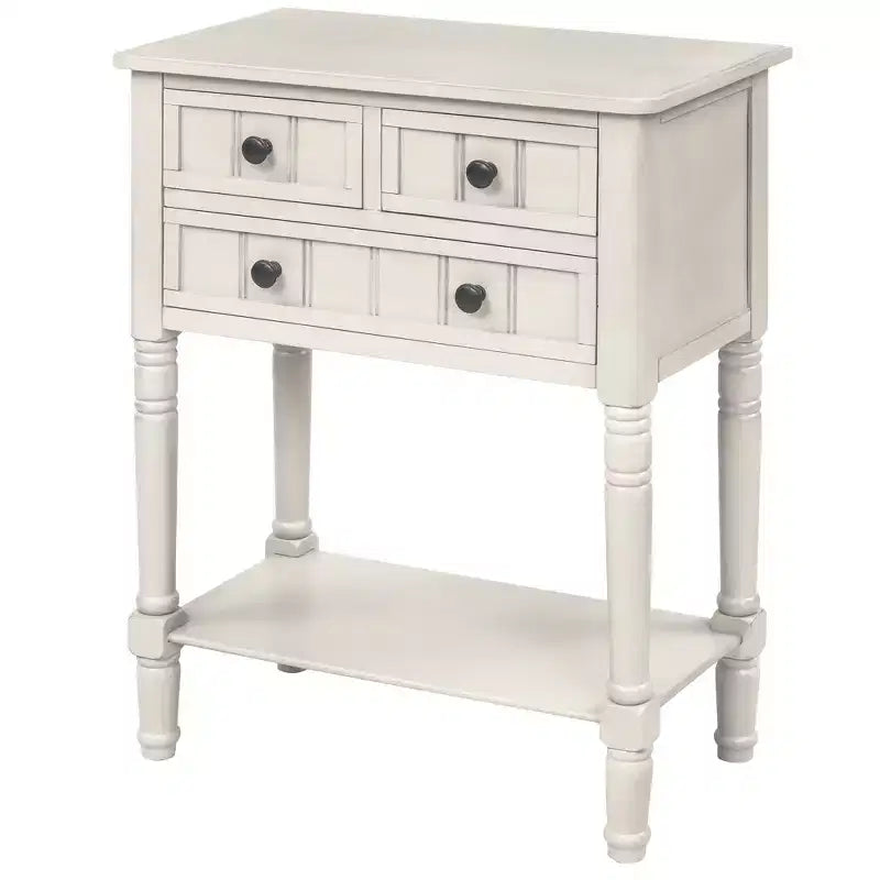Petite table console de ferme avec rangement, table d'entrée rétro en bois avec tiroirs et étagère inférieure, table d'appoint mince en bois pour entrée