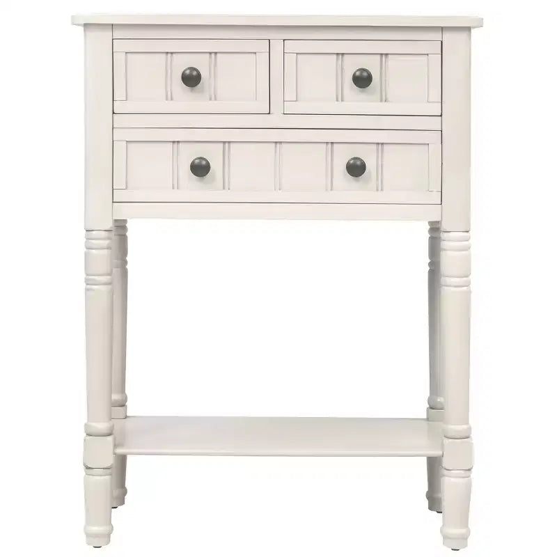 Petite table console de ferme avec rangement, table d'entrée rétro en bois avec tiroirs et étagère inférieure, table d'appoint mince en bois pour entrée