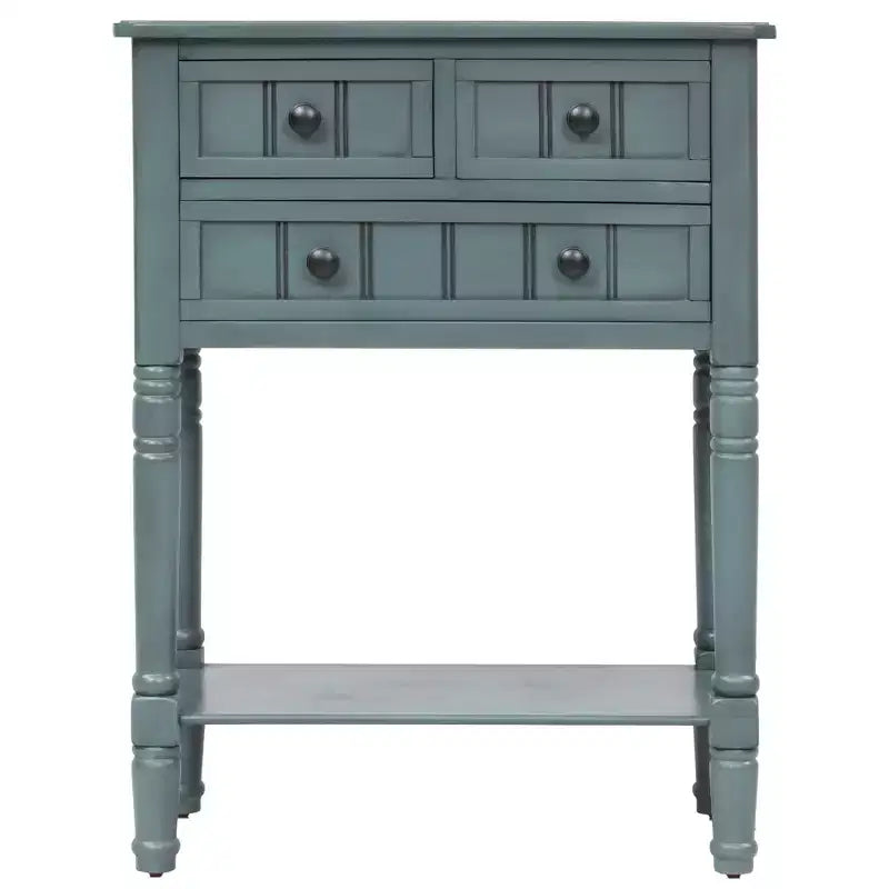 Petite table console de ferme avec rangement, table d'entrée rétro en bois avec tiroirs et étagère inférieure, table d'appoint mince en bois pour entrée