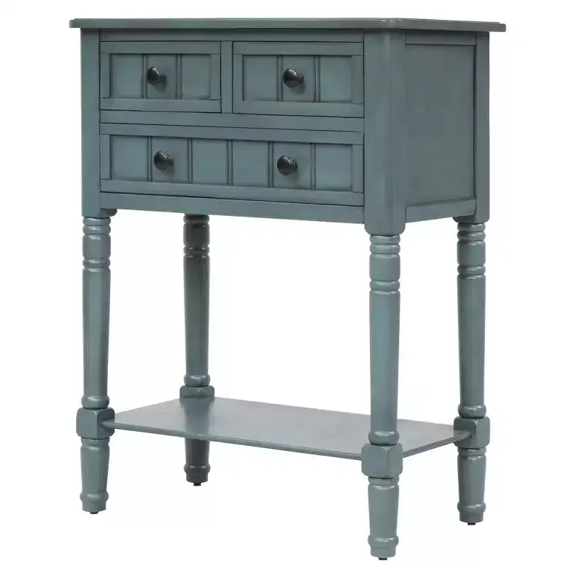 Petite table console de ferme avec rangement, table d'entrée rétro en bois avec tiroirs et étagère inférieure, table d'appoint mince en bois pour entrée