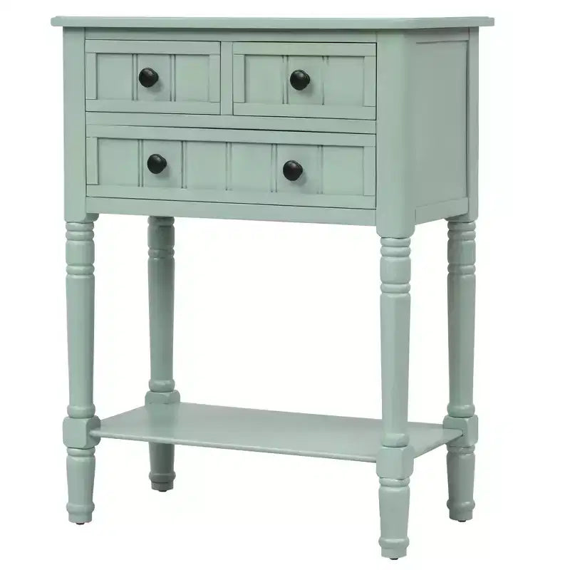 Petite table console de ferme avec rangement, table d'entrée rétro en bois avec tiroirs et étagère inférieure, table d'appoint mince en bois pour entrée