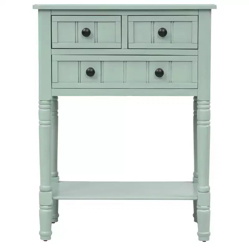 Petite table console de ferme avec rangement, table d'entrée rétro en bois avec tiroirs et étagère inférieure, table d'appoint mince en bois pour entrée