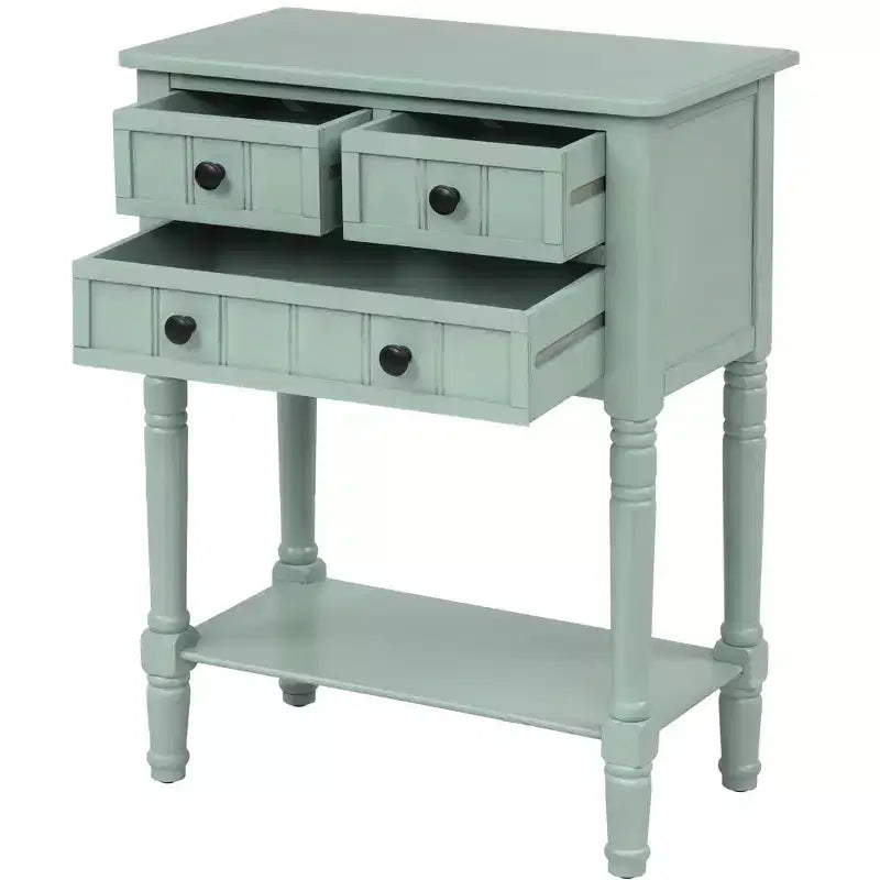 Petite table console de ferme avec rangement, table d'entrée rétro en bois avec tiroirs et étagère inférieure, table d'appoint mince en bois pour entrée