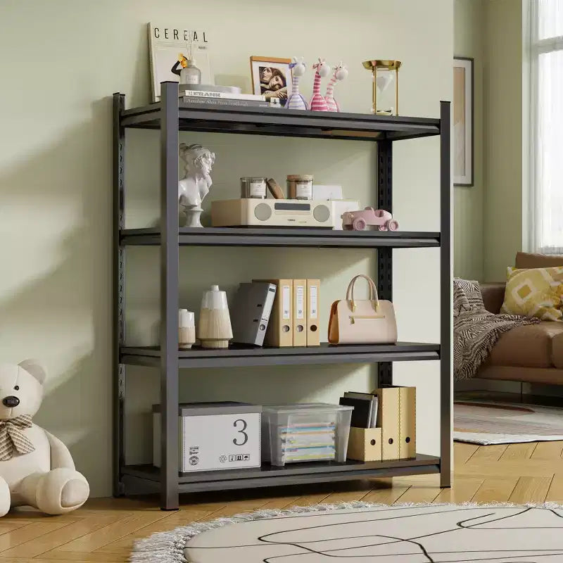 Clihome Étagère de rangement multi-usages en métal à 4 niveaux, étagère de rangement sans boulons avec design à trou de gourde