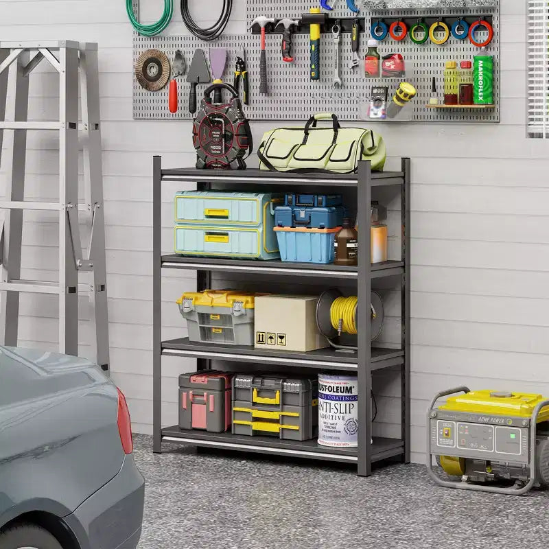 Clihome Étagère de rangement multi-usages en métal à 4 niveaux, étagère de rangement sans boulons avec design à trou de gourde
