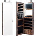 Costway Mirror Jewelry Cabinet 96 LED Lights Wall Door Mounted Armoire w/ Makeup Rack