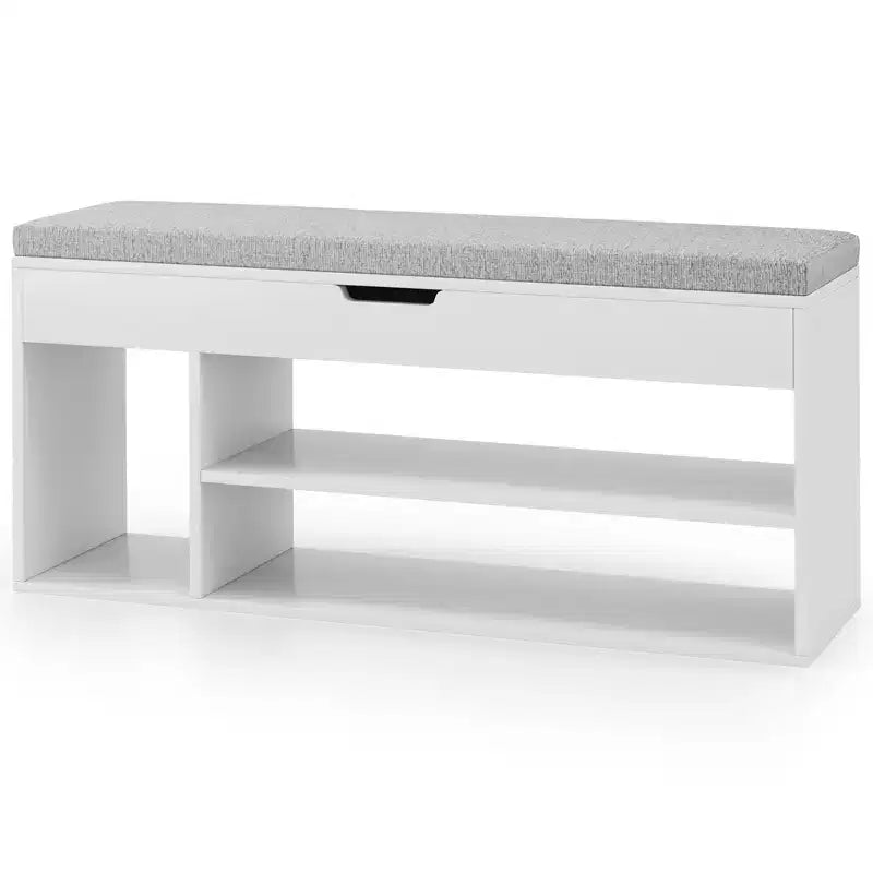 Banc à chaussures Costway pour entrée avec siège rembourré et rangement dissimulé blanc