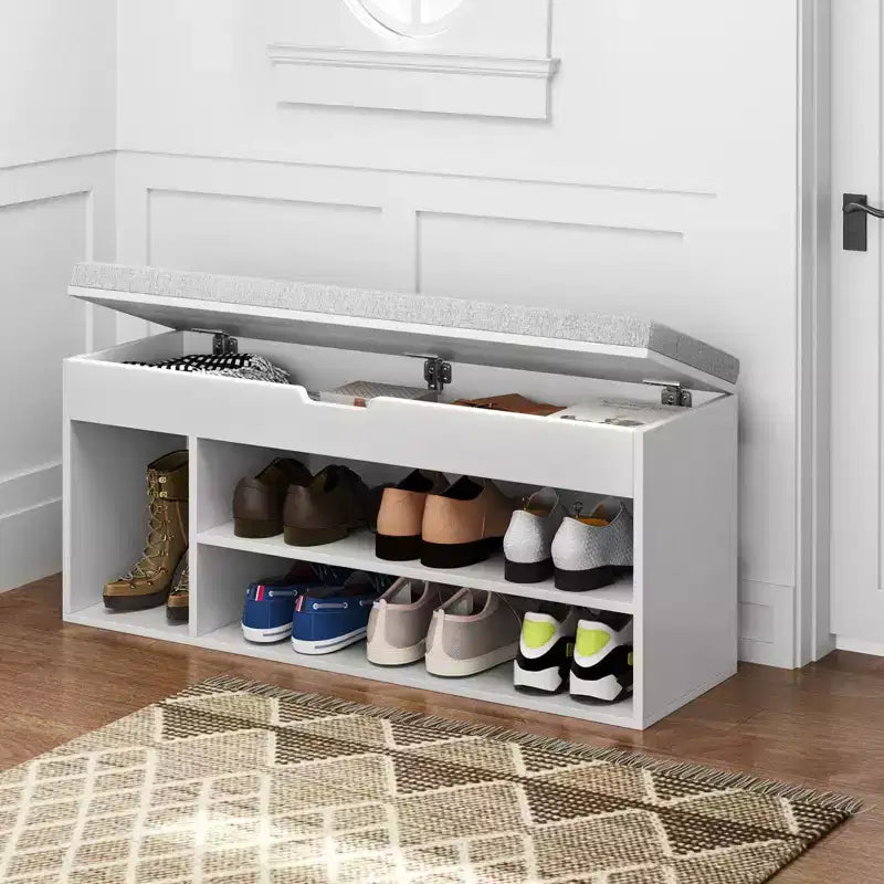 Banc à chaussures Costway pour entrée avec siège rembourré et rangement dissimulé blanc