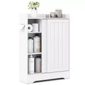 Costway Bathroom Floor Cabinet w/2 Sliding Doors & Adjustable Shelves for Small Spaces