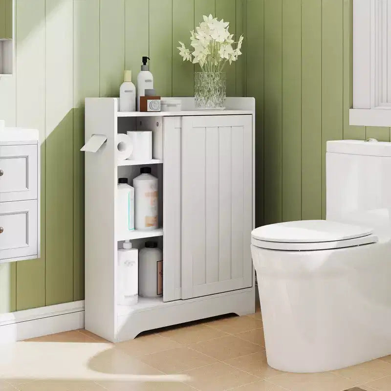 Meuble de salle de bain Costway avec 2 portes coulissantes et étagères réglables pour petits espaces
