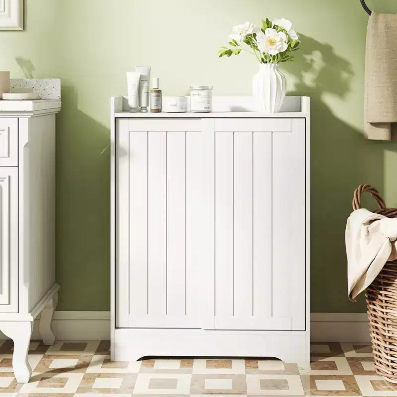 Meuble de salle de bain Costway avec 2 portes coulissantes et étagères réglables pour petits espaces