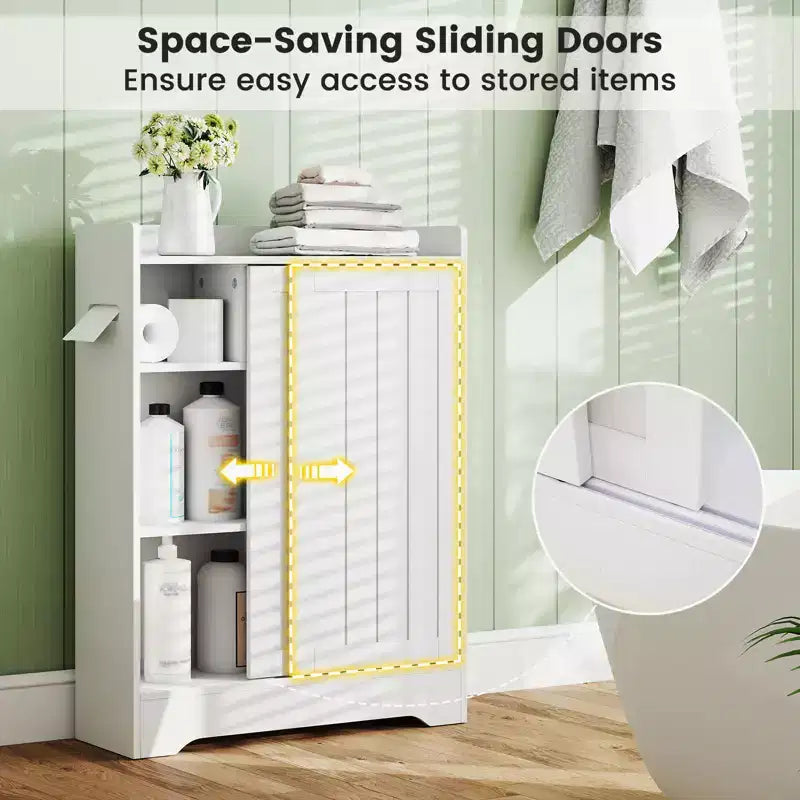 Meuble de salle de bain Costway avec 2 portes coulissantes et étagères réglables pour petits espaces