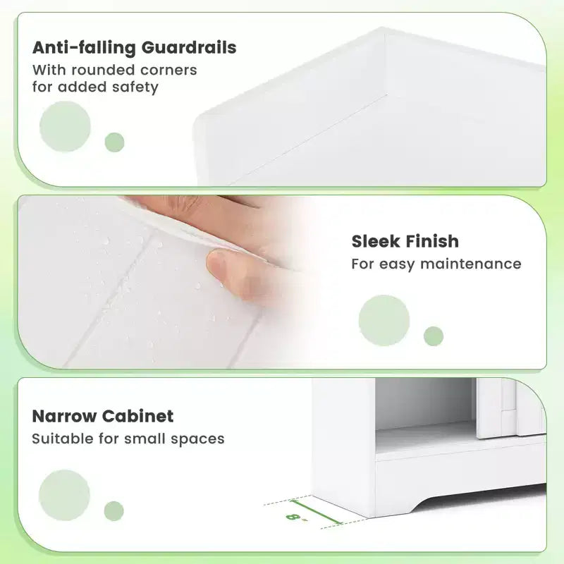 Meuble de salle de bain Costway avec 2 portes coulissantes et étagères réglables pour petits espaces