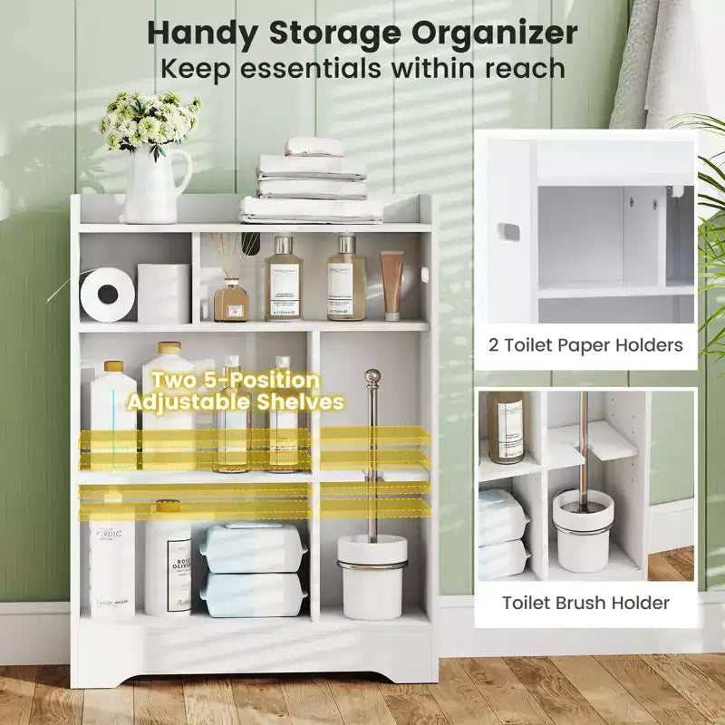Meuble de salle de bain Costway avec 2 portes coulissantes et étagères réglables pour petits espaces