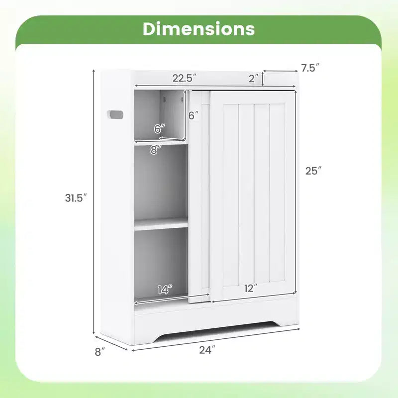 Meuble de salle de bain Costway avec 2 portes coulissantes et étagères réglables pour petits espaces