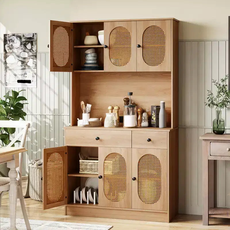 Costway Meuble de Cuisine avec Station de Recharge 71 pouces Meuble Buffet de Cuisine