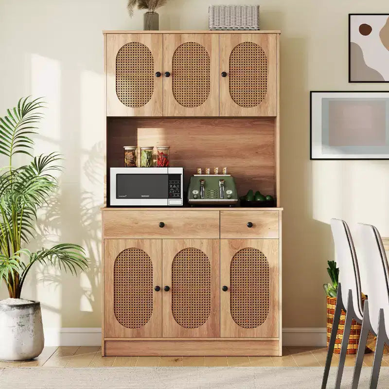Costway Meuble de Cuisine avec Station de Recharge 71 pouces Meuble Buffet de Cuisine