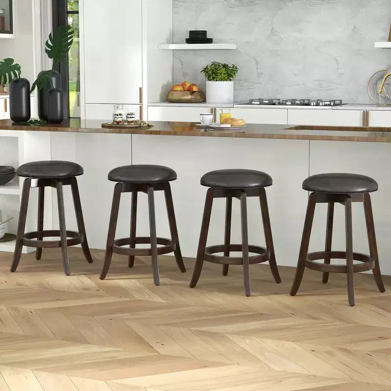 Tabourets de bar Costway de 61 cm de haut (lot de 4) avec siège rond pivotant à 360° et repose-pieds