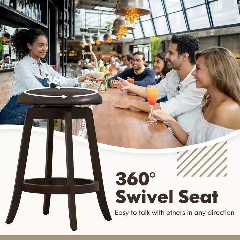 Tabourets de bar Costway de 61 cm de haut (lot de 4) avec siège rond pivotant à 360° et repose-pieds