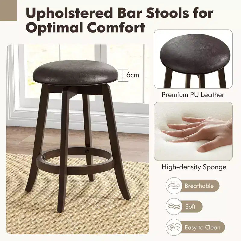 Tabourets de bar Costway de 61 cm de haut (lot de 4) avec siège rond pivotant à 360° et repose-pieds