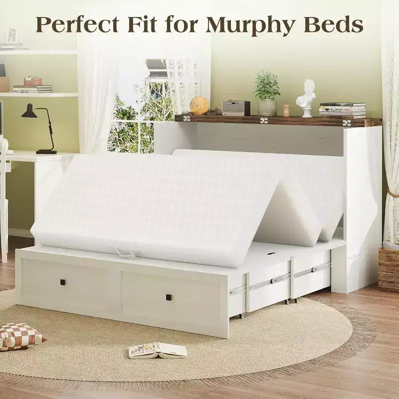 AMERLIFE Matelas en mousse à mémoire de forme pliable en 3, 6 pouces, avec housse amovible et lavable, pour invités, camping, dortoir et voyage, blanc