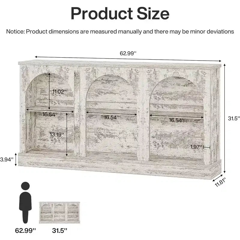 Console de ferme Lantine, table d'entrée de 160 cm de long avec 3 niveaux de rangement, table de canapé en bois pour le salon