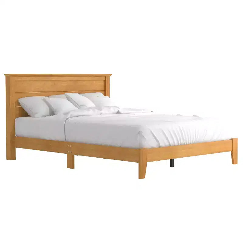 Lit plateforme moderne Galano avec tête de lit à lattes 66,1 L 85,6 P 40,2 H