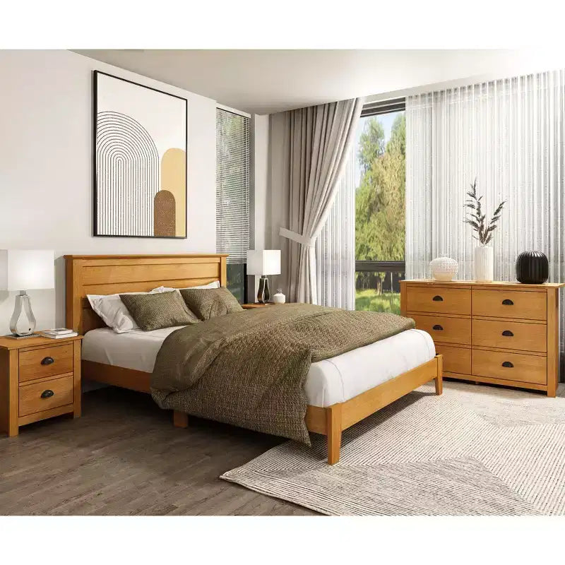 Lit plateforme moderne Galano avec tête de lit à lattes 66,1 L 85,6 P 40,2 H
