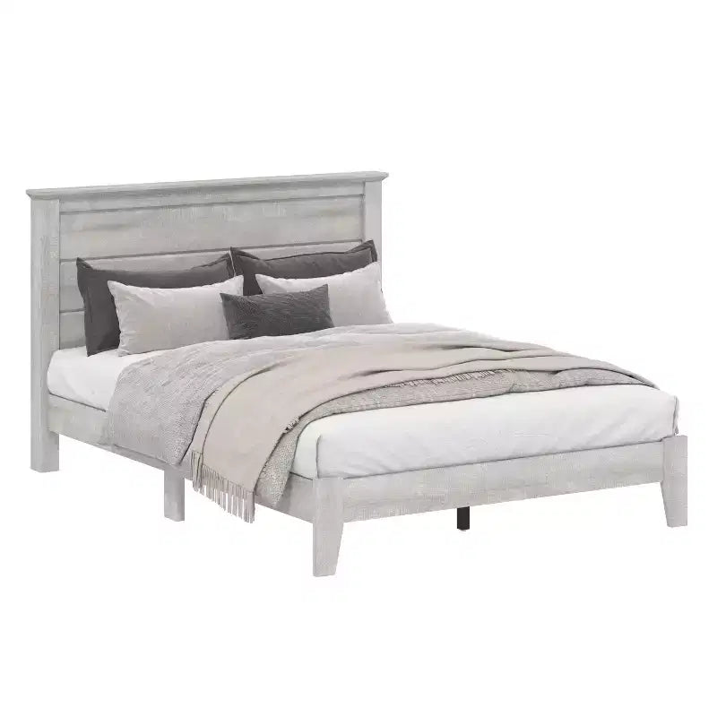 Lit plateforme moderne Galano avec tête de lit à lattes 66,1 L 85,6 P 40,2 H