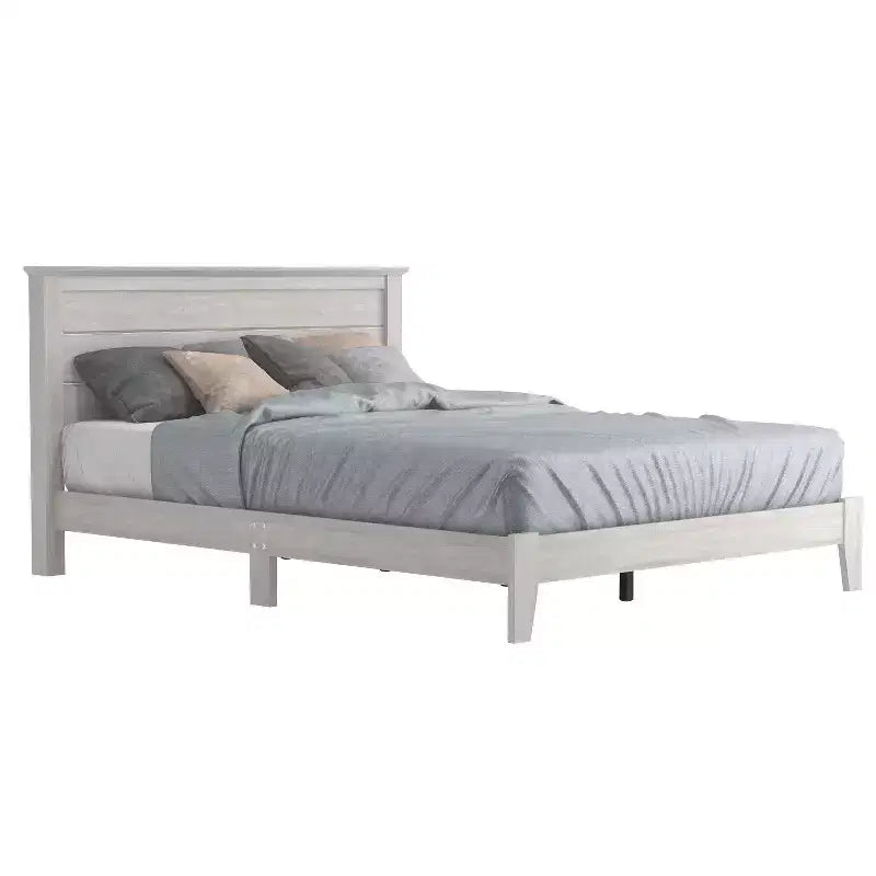 Lit plateforme moderne Galano avec tête de lit à lattes 66,1 L 85,6 P 40,2 H