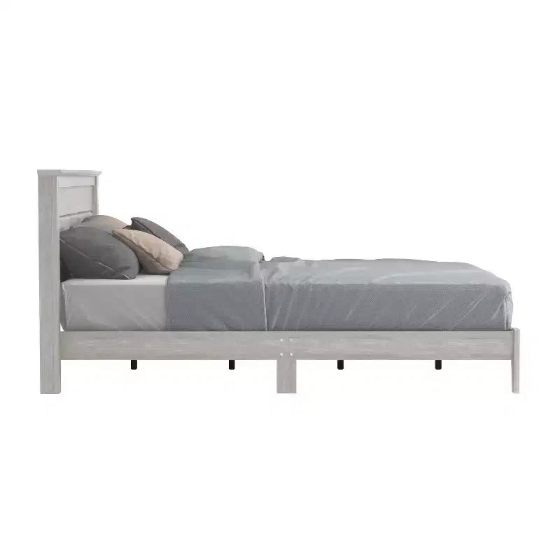 Lit plateforme moderne Galano avec tête de lit à lattes 66,1 L 85,6 P 40,2 H