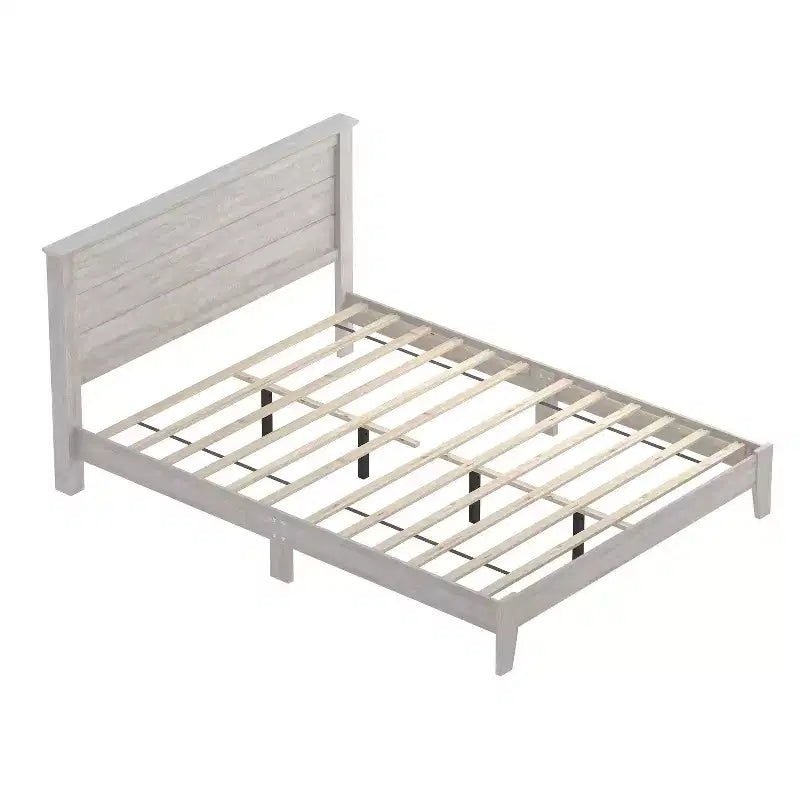 Lit plateforme moderne Galano avec tête de lit à lattes 66,1 L 85,6 P 40,2 H